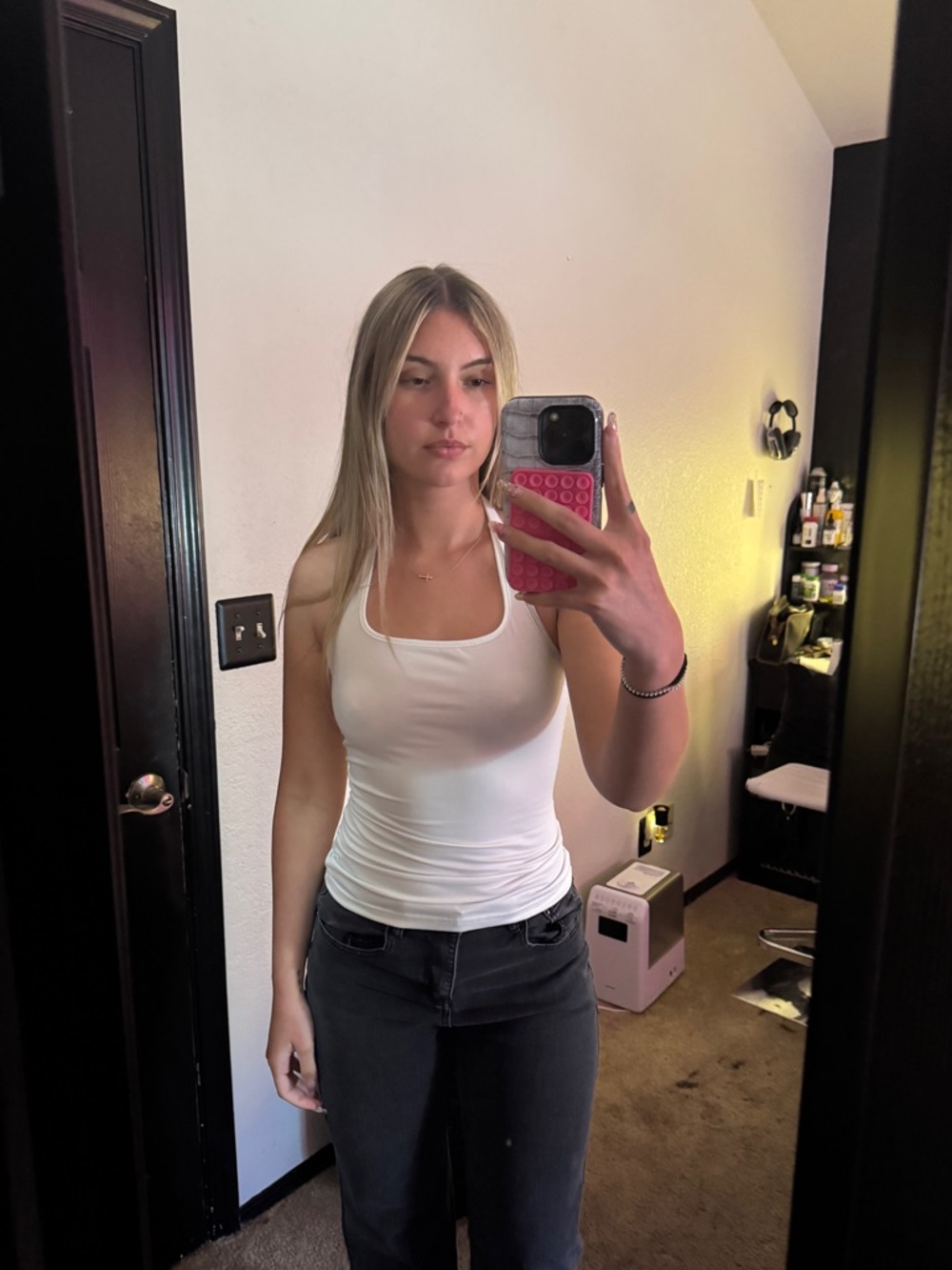 Women’s White Halter Tank Top